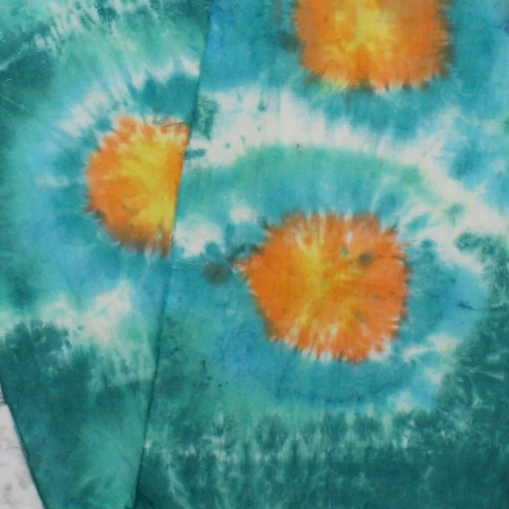 FABRIC - #1278 - Cotton - Handmade Tie Dye Abstract Boho Sun Starburst 11 x 120